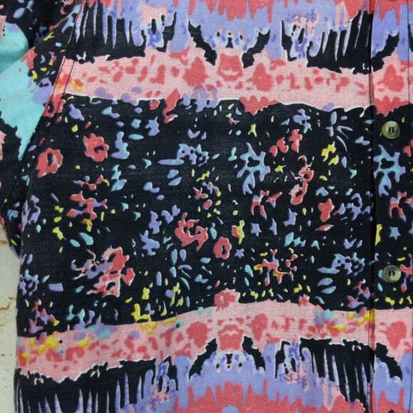 Rollas Beach Boy Shirt Men L Multicolor Abstract Print Button Short Sleeve 90s - Picture 8 of 14